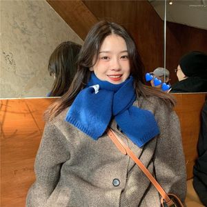 Eşarplar Kore tarzı Kış Eşarp Kadınlar için Öğrenci Sonbahar Sıcak Düz Renk Örgü Uzun Kızlar Yumuşak Boyun Koruması