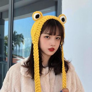 Berets Winter Skullies 2023 Women Frog Hat Crochet Knitted Costume Beanie Hats Cap Gift Baby Anime Pography Prop Party