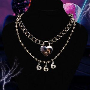 Pendant Necklaces Vintage Heart Lock Digital Metal Necklace For Women Men Crystal Hip Hop Punk Cool Choker Fashion Jewelry