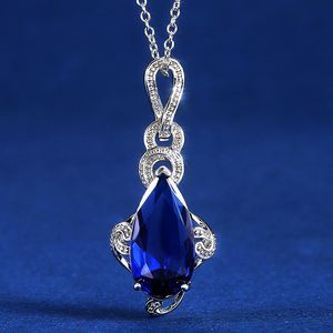 Naszyjniki wiszące huitan kształt gruszki niebieski akrylowy kamień vintage naszyjnik dla kobiet taneczny biżuteria rocznica prezent Kobieta hurtownia