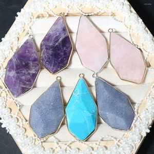 Pendant Necklaces Charms Natural Agates Faceted Blue Turquoises Rose Quartzs For Making DIY Jewerly Necklace Accessories