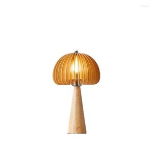 Table Lamps Modern Log Lamp Living Room Bedroom Study Retro Homestay Pumpkin Solid Wood Creative Personality Desktop Decoration