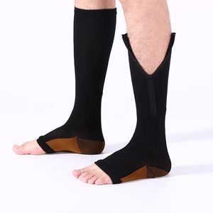 Sports Socks Wholesale 100pairs Open Toes Strench Compression Running Cycling Legging Zipper