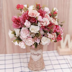 Decorative Flowers Artificial Flower Silk Wedding Luxurious Bouquet Maria Rose Decoration Scene Winter Vintage Banquet Table Arrangement