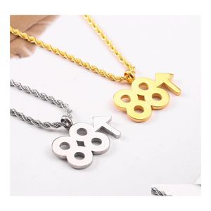 Pendant Necklaces 88Up Rising Necklace For Men Hiphop Titanium Steel Digital Personality Sier Gold Long Chain Drop Delivery Jewelry P Otjbl