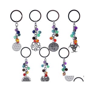 Portachiavi Cordini 11 Style Boutique Desige Colorf Highgrade Car Key Ring Tree Of Life 7Chakra Gemstone Natural Stone Beads Loves Dhuhu