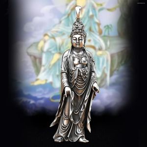 Kolye Kolye SV Katı ve Huzurlu Retro Guanyin Kolye Erkek Kadınlar Bodhisattva Marka Bebek Saf Şişe Takı