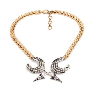 Anhänger-Halsketten, klassischer Schmuck, goldfarbene Kette für Damen, Vintage-Accessoire, klobige silberne Kristall-Anker-Halskette