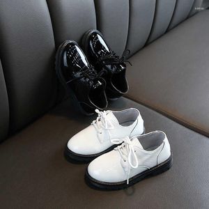 Flat Shoes Kids Boys Pu Leather Wedding Dress for Girls Barn Baby Black School Performance Formal Loafer B501