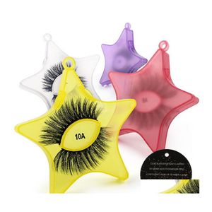 False Eyelashes 1 Pair Exaggerated Thick With Stars Case 3D Natural Mink Lash Colorf Eyelash Tapared Crisscross Winged Makeup Wholes Dhiz7