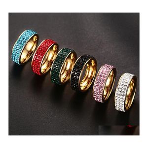 Band Rings 316L Stainless Steel Iced Out For Women Bling Crystal Luxury Cool Finger Mens Couple Fashion Jewelry Bk Drop Delivery Otnxm