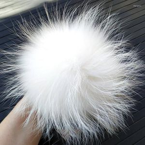 Beralar Büyük Kabarık Gerçek Kürk Pompomları Düğme Diy Raccoon Pom Poms Balls Accanlar İçin Doğal Pompon Şapkalar Kapaklar Aksesuarları