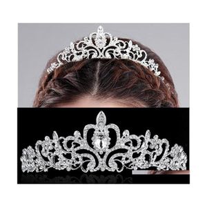 Tiaras bröllopsfest smycken kristaller brud för kvinnor engagemang tiara krona pannband hårtillbehör mode lyxig drop leverans otle5