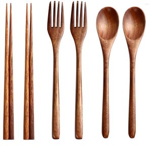 Set di stoviglie 6 pezzi 1 set Posate in legno riutilizzabili Stoviglie da cucina Cucchiaio da minestra Posate d'argento