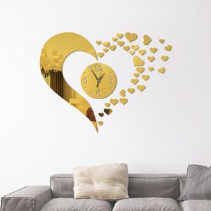 Wall Clocks Nordic Creative DIY Acrylic Mirror Love Combination Clock Living Room Bedroom Decoration Fashion Personality Watch