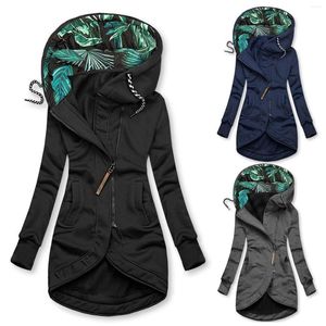 Women's Jackets Jacket Warmer Womens Light Women's Solid Mid-Length Printed Hooded Coat Drawstring Fashion Slim Outwear With