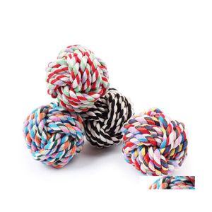 犬のおもちゃを噛むペット子犬コットンコットンノットロープインタラクティブな耐久性のあるボール型編み編みのおもちゃドロップデリバリーホームガーデンサプライdhgqk