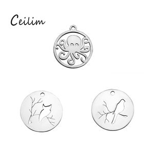 Charms Small Octopus Bird Owl Diy Stainless Steel Animal Charm Pendant For Necklace/ Bracelet Making Jewelry Supplies Drop Delivery Otxbz