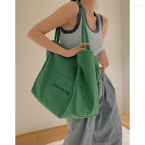 Borse da sera Borsa in tela da donna di grande capacità Shopping Moda Tendenza Spalla Borsa da strada casual Versatile tinta unita da viaggio