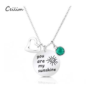 Pendant Necklaces Arrrival You Are My Sunshine Person Friends Love Heart Necklace Stainless Steel For Women Couple Jewelry Gift Drop Ot2Re