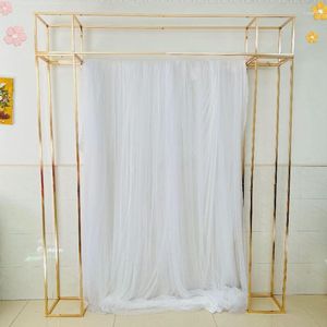 Party Decoration 95 Inch Shiny Gold Welcome Door Wall Frame Display Stand Outdoor Lawn Lace Sash Backdrops Flower Row Arch Banner Flag Rack