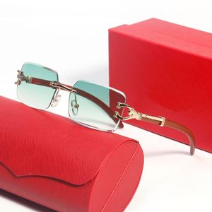 Rechthoek Zonnebril Ontwerper Heren Frameloze Panter Buffalo Hoorn Zakelijke Brillen Vrouwen Brillen Zilver Goud Metaal Sport Carti Bril met Box Case Lunettes