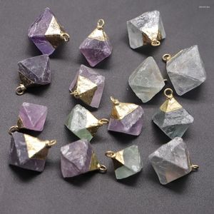 Colares pendentes pingentes de fluorita de pedra natural Cone Octahedron Quartz Crystal Mineral Diy Gemite Colar Colar Home Decoração Presente