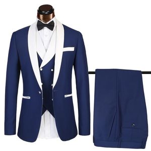 Garnitury męskie suknia ślubna garnitur Trzyczęściowa wysokiej jakości moda szczupła mężczyźni płaszcz męskie kostiumy de Mariage Blazers