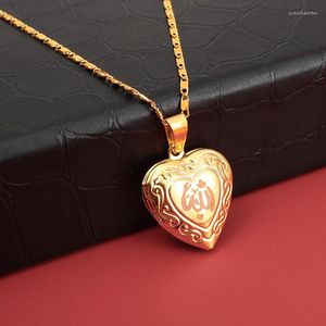 Anhänger Halsketten Vintage Stil Islamischer Koran Druck Flip Po Gold Farbe Halskette Männer Frauen Religiöser Trend Schmuck Geschenke