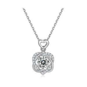 Pendant Necklaces Trendy 925 Sterling Sier 1Ct D Color Vvs1 Moissanite Heart Necklace For Women Plated White Gold Clavicle Drop Deli Dht5U