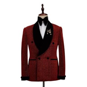 Garnitury męskie Blezery Błyszcząca formalna odzież męska Błyskotki Szczupła 2-częściowa balowa sukienka wieczorowa Tuxedo Jacket Czarne spodnie z bocznymi szwami Blazer TrousersMe