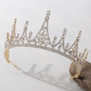 Biżuteria do włosów Tiara Tiara Korona Akcesoria ślubne Crinestone Crystal Księżniczka Tiaras Silver Gold