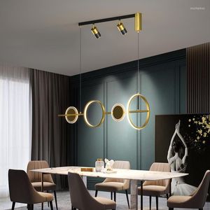 Lâmpadas pendentes Modern Minimalist Led lustre com a mesa de jantar Spotlight Kitchen Bar Counter Decoration Home Iluminação Interior Black Gold