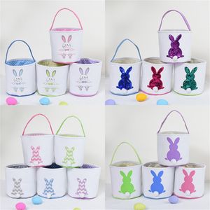 1pc sacs de lapin de Pâques chasse aux oeufs de Pâques seaux pour enfants sac fourre-tout en toile lapin imprimé joyeuses Pâques décorations fête cadeau fournitures CPA5996 ss0119