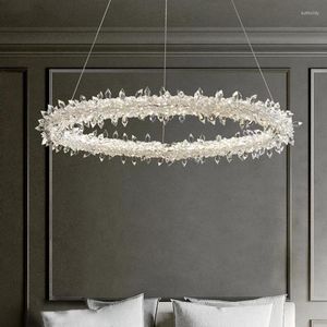 Hänglampor Post Modern Luxurious K9 Crystals Lights Art Deco Circle Living Room Chandelier Parlor Hang Lamp LED Luminariasias