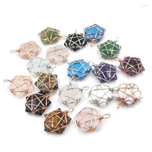 Pendant Necklaces Healing Natural Crystal Pendants Wire Wrapped Star Turquoises Opal White Pink Quartz Amethysts For Reiki Jewelry Making