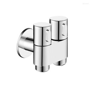 Bathroom Sink Faucets G1/2 Brass Three-way Filling Angle Valve Wall Mount One Into Two Out Water Cleaning Sprayer Accessories
