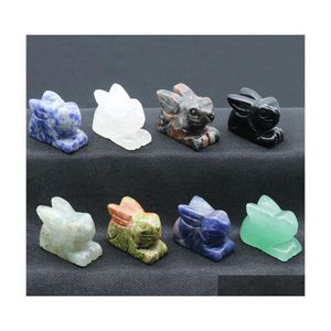 Stone 1 tum Bunny Little Rabbit Carved Quartz Carving Crystal Healing Decoration Animal Ornament Crafts Drop Delivery Jewelry DHQ7Z