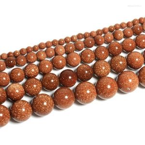 Beads Loose Spacer Gold Sand Stone For Making Fashion Bracelet Necklace Jewelry