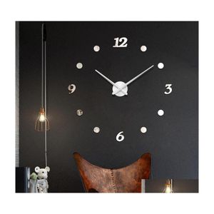 48 große 3D-DIY-Uhren Modernes Design Stille große digitale Acryl-selbstklebende Aufkleber für Wohnzimmerdekor Drop-Lieferung Dhbxw