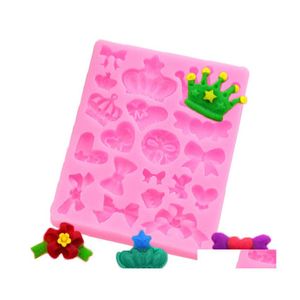 Baking Moulds Cartoon Crown Bow Tie Sile Fondant Cake Mold Cupcake Jelly Candy Chocolate Decoration Tool Mods Drop Delivery Home Gar Dhwyv