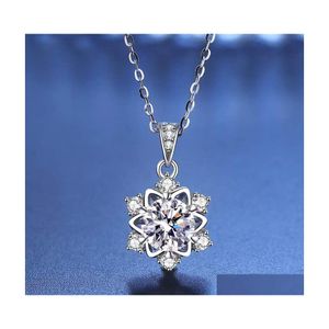 Andra trendiga 1 D Färg Moissanite Snowflake Pendant Necklace White Gold Plated 925 Sterling Sier Charm Birthday Gift Other Drop Deliv DH8LD