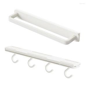 Hooks Japanese-style Seamless Wall Hanging Push-pull Upside-down Hook Cabinet Top Side Pull-out Clothes Rack Storage