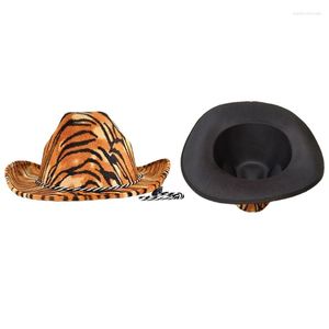 Basker Mens Western Cowboy Hat Rave Cowgirl Animal Print En storlek som passar för de flesta män och kvinnors omkrets 23in