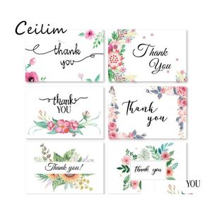 Other 6 Card Add Envelope Per Set Cartoon Mini Greeting Thank You Birthday Christmas Gift Writing Paper Stationery Drop Delivery Jew Otbff