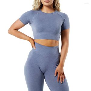 Active Set 2 pezzi Tuta da donna senza cuciture Set da yoga Amplifica la corsa Allenamento Abbigliamento da palestra Fitness Crop Top Leggings a vita alta Tuta sportiva