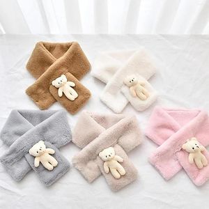 Bandanas Winter Cute Cartoon Bear Plush Scarf Beige Warm Thickening Girl Wild Adult And Children