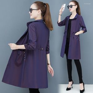 Women's Trench Coats Mother's Coat Mid-Length Spring Single-Breasted Women's Windbreaker Purple