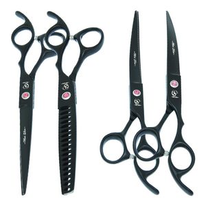 Hair Scissors 7" Professional Pet Grooming Cutting Curved Shear 40% Cut Rate Thinning Tijeras Steel 440c Dog Tesouras Supplier B0033A