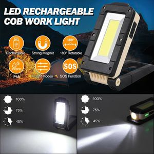 Flashlights Torches COB Work Light With Magnet LED Camping Lamp Emergency Torch USB Rechargeable Lantern For Fishing Car Fixing